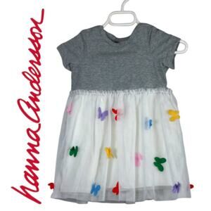 Hanna Andersson Short Sleeve Dress w/ Tulle skirt Covered in Butterflies 18-24 M